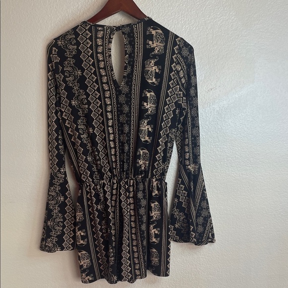 Boho Chic Black and Cream Patterned Romper - Picture 7 of 7